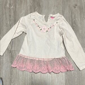 Girls' Cream and Pink Lace Top